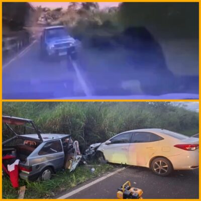 Fotos de Imagens registram momento de colisão frontal que matou três pessoas na PR-340, na região