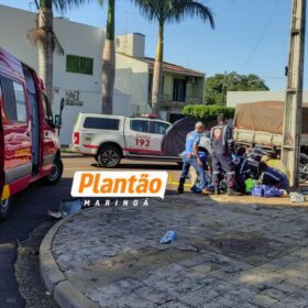 Fotos de Mãe motociclista e filho de 12 anos ficam gravemente feridos após acidente em Maringá