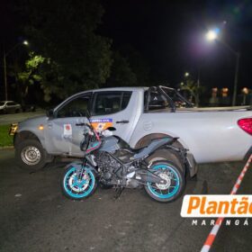 Fotos de Motociclista fica ferido após acidente com carro da Defesa Civil em Maringá; vídeo