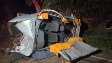 Fotos de Veículo colide contra árvore em rodovia e condutor é encaminhado ao HU de Maringá