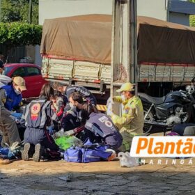 Fotos de Mãe motociclista e filho de 12 anos ficam gravemente feridos após acidente em Maringá