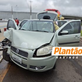 Fotos de Carro bate contra poste e deixa duas crianças e uma mulher feridas em Maringá