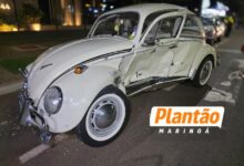 Fotos de Acidente entre Fusca e Celta deixa três feridos na Zona 8, em Maringá