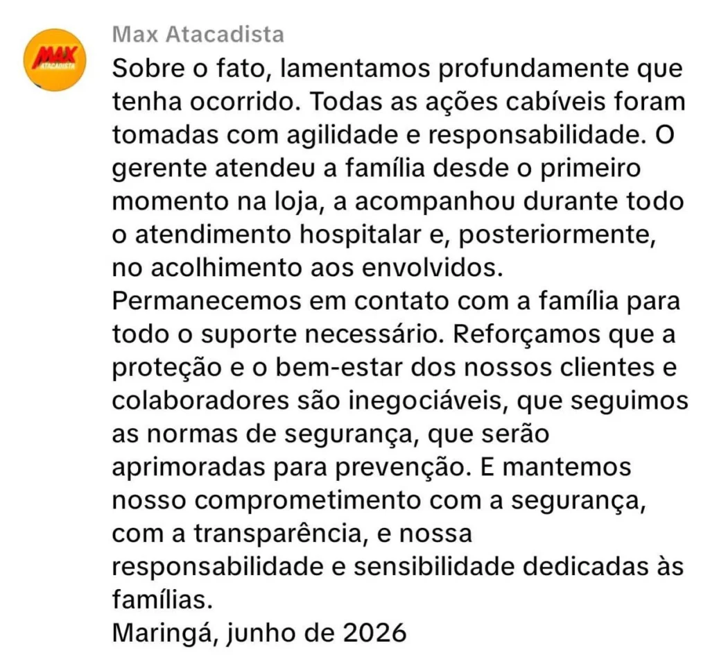 Bebê de 10 meses é atingido por caixas de leite em supermercado de Maringá; hospital atualiza estado de saúde Foto 1 Fotos de Bebê de 10 meses é atingido por caixas de leite em supermercado de Maringá; hospital atualiza estado de saúde