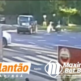 Fotos de Câmera flagra motorista avançando preferencial e provocando grave acidente entre carro e motocicleta em Maringá