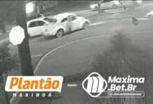 Fotos de Câmera registra acidente envolvendo Fusca e Celta na Zona 8, em Maringá