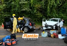 Fotos de Colisão envolvendo três veículos deixa cinco feridos e mobiliza helicóptero do Samu na PR-323