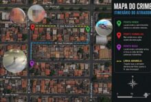 Fotos de Mapa elaborado pelo Plantão Maringá revela possível erro de percurso do atirador em triplo homicídio em Sarandi