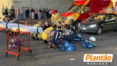 Fotos de Motociclista bate na traseira de carro, é atropelado por outro veículo e socorrido em estado gravíssimo em Maringá