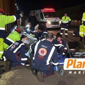 Fotos de Motociclista é arremessado de viaduto após colisão e fica gravemente ferido em Maringá