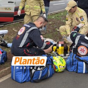 Motociclista sofre ferimentos gravíssimos após perder controle e colidir contra árvore em Maringá Foto 1 Fotos de Motociclista sofre ferimentos gravíssimos após perder controle e colidir contra árvore em Maringá