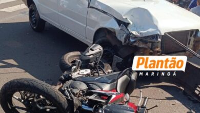 Fotos de Motociclista sofre múltiplas fraturas após grave acidente em cruzamento de Maringá