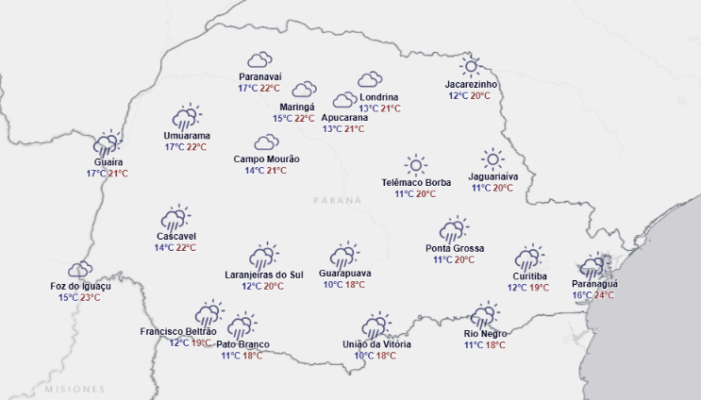 Fotos de Paraná terá sequência de dias chuvosos e queda nas temperaturas; veja quando