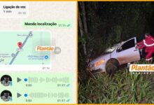 Fotos de Sem conseguir acionar os bombeiros, blogueiro pede ajuda ao Plantão Maringá pelo WhatsApp após acidente em Maringá