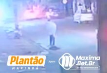 Fotos de Câmera registra grave acidente entre motoboy e morador de rua; vítimas ficam em estado gravíssimo em Maringá
