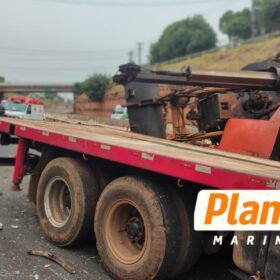 Fotos de Acidente envolvendo três caminhões deixa motorista ferido na BR-376, em Mandaguaçu