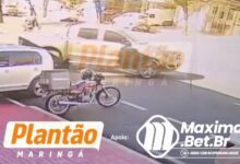 Fotos de Câmeras registram imprudência que por pouco não termina em morte de motociclista em Maringá; vítima foi socorrida em estado grave