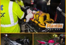 Fotos de Dois motociclistas ficam feridos após colidirem na traseira de caminhão na PR-317, em Maringá
