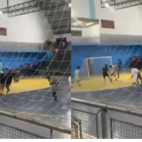 Fotos de Flagra de briga generalizada entre atletas de futsal durante competição na região de Maringá