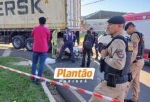 Fotos de Jovem de 19 anos fica gravemente ferido após colisão entre caminhão e motoneta em Maringá