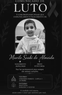 Morte de menino de 6 anos gera comoção em Maringá; escola emite nota de pesar Foto 1 Fotos de Morte de menino de 6 anos gera comoção em Maringá; escola emite nota de pesar