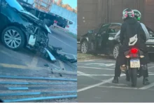 Fotos de Vídeo: Carro é atingido por trem durante travessia em avenida de Maringá