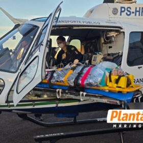 Mulher em estado grave é transferida de helicóptero para o Hospital Universitário de Maringá após acidente Foto 2 Fotos de Mulher em estado grave é transferida de helicóptero para o Hospital Universitário de Maringá após acidente
