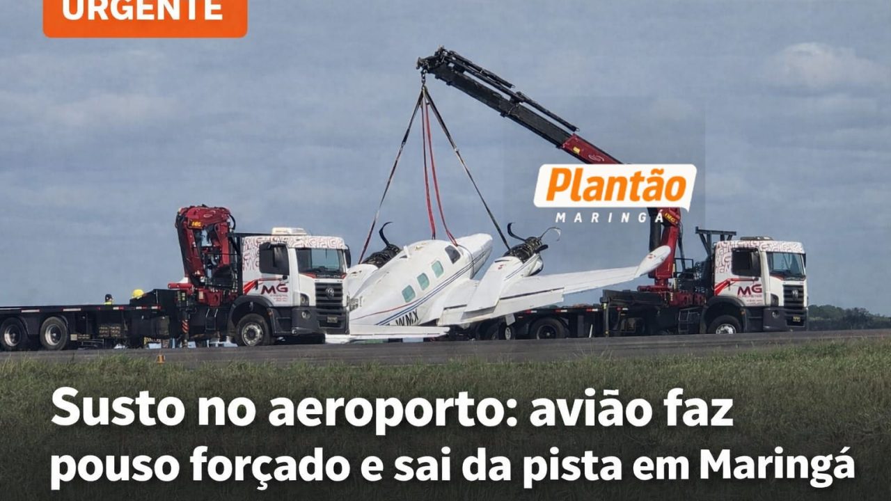 susto-no-aeroporto-aviao-faz-pouso-forcado-e-sai-da-pista-em-maringa